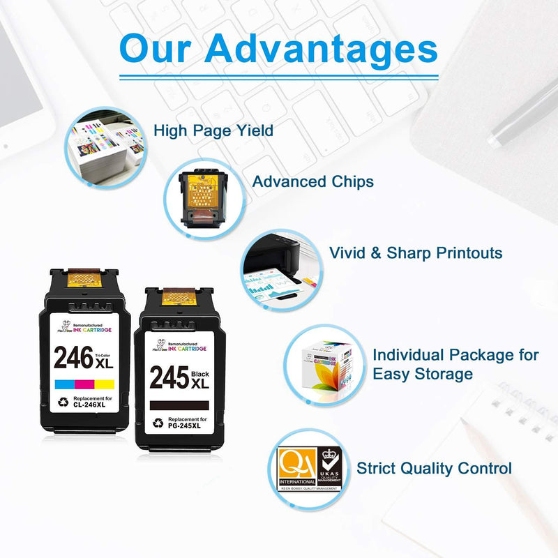 Miss Deer 245 246 Remanufactured Ink Cartridge Replacement for Canon PG-245XL CL- 246XL PG-243 CL-244 High Yield for Pixma MX492 MX490 MG2522 MG2520 MG2420 MG2920 MG2922 iP2820 Printer