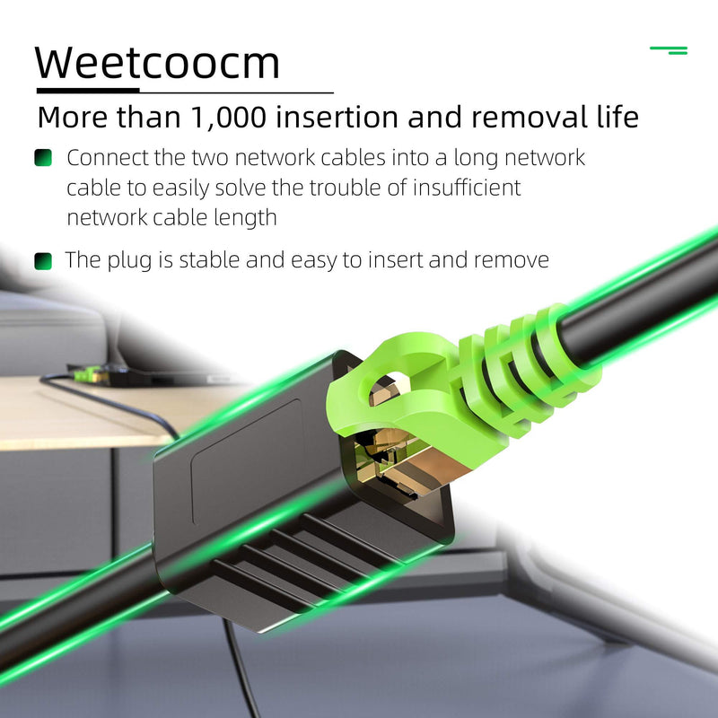 Ethernet Extension Cable 1.5ft,Weetcoocm Network Cat6a Extension Patch Cable RJ45 Cords Shielded Male to Female Connector (1.5FT)