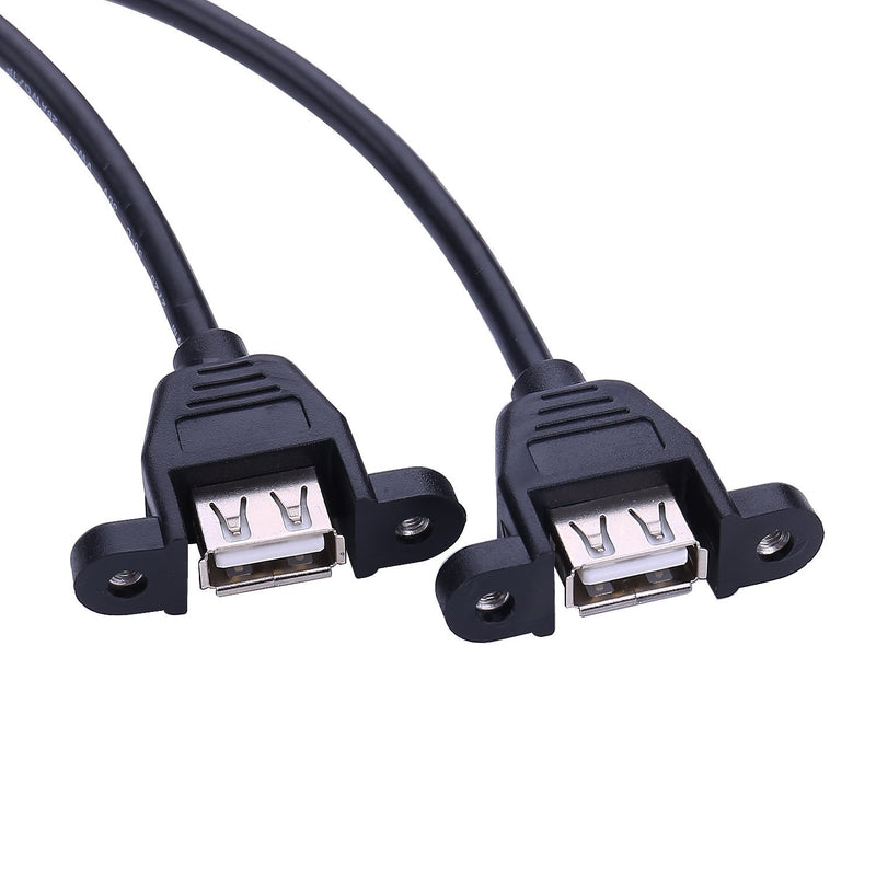USB Extension Cable - iGreely 2Pack 1Ft/30cm USB 2.0 Panel-Mount Type A Male to Type A Female Cable USB2.0