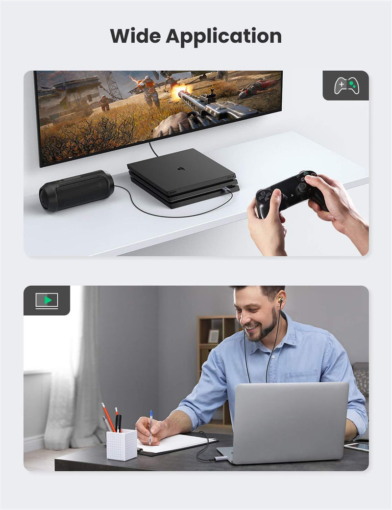 UGREEN USB External Sound Card Audio Adapter 2 in 1 USB to 3.5mm Jack Audio Adapter Aluminum Stereo Sound Card for Windows Mac PS5 Linux PC Laptops Desktops