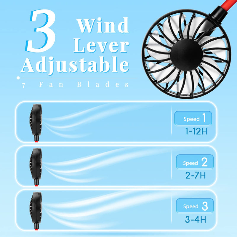 Portable Neck Fan Rechargeable Personal Hand-Free Fan Mini USB Wearable Neckband Sport Fan, 3 Speed Adjustable, 360 Degrees Free Rotation Perfect for Working, Traveling,Office, Reading (Black) Black