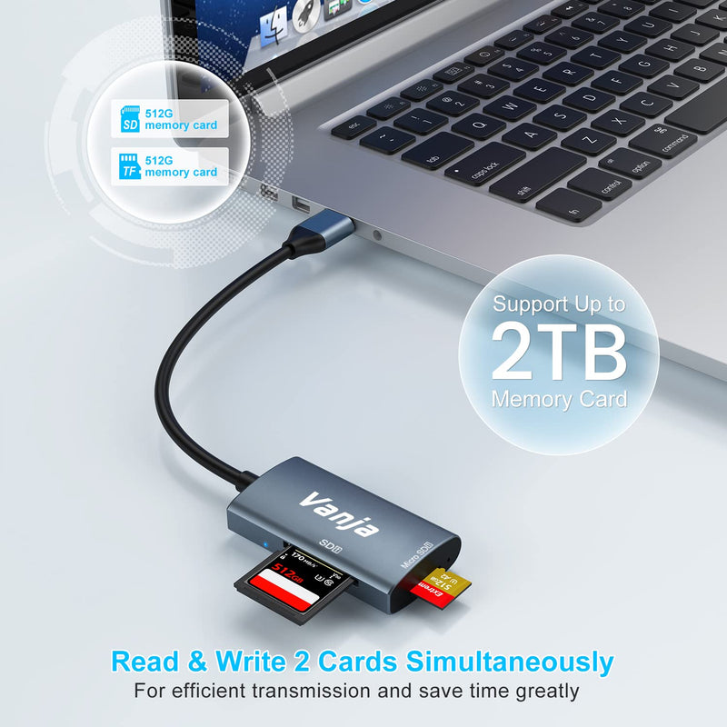 SD Card Reader, USB 3.0 Micro SD Card Reader Adapter, SD Card to USB Adapter, Memory Card Reader, Vanja SD Reader for SD/TF/Micro SD/SDXC/SDHC/MMC/RS-MMC/UHS-I Card, for Mac OS Windows Linux PC Laptop