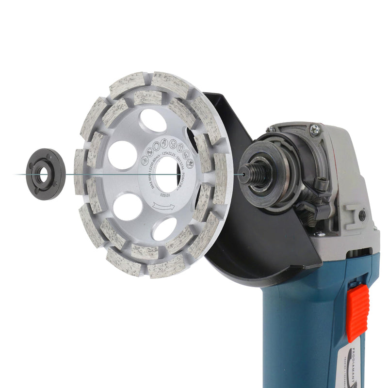 PRODIAMANT Premium diamond cup wheel 125mm concrete universal 125 mm x 22.2 mm grinding wheel double row