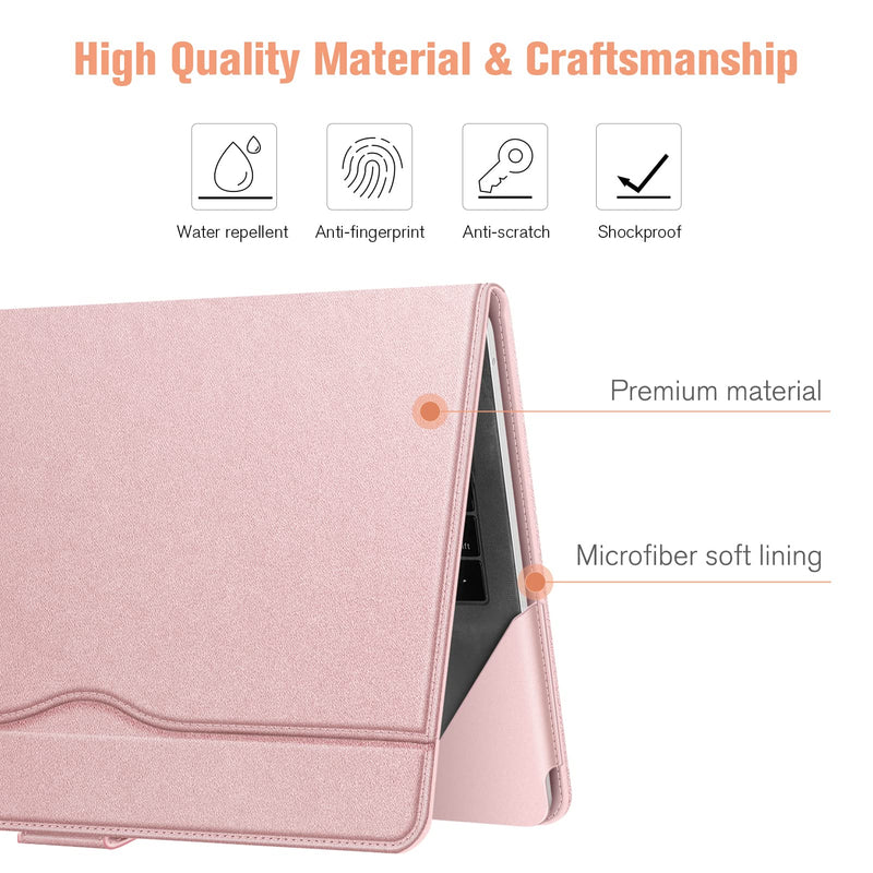 Fintie Sleeve Case for MacBook Air 13 A2237 (M1)/A2179/A1932 (2018-2021), Compatible w/ MacBook Pro 13 A2338 (M1)/A2251/A2289/A2159/A1989/A1706/A1708 (2016-2020), PU Leather Folio Book Cover, RoseGold Rose Gold