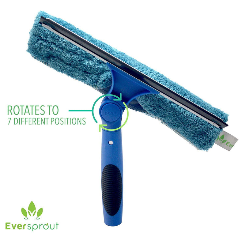 EVERSPROUT Swivel Squeegee and Microfiber Window Scrubber Combo | 2-in-1 Window & Glass Cleaning Tool | Adjustable to Clean from Multiple Angles | Includes 10-Inch Squeegee Blade (No Pole)