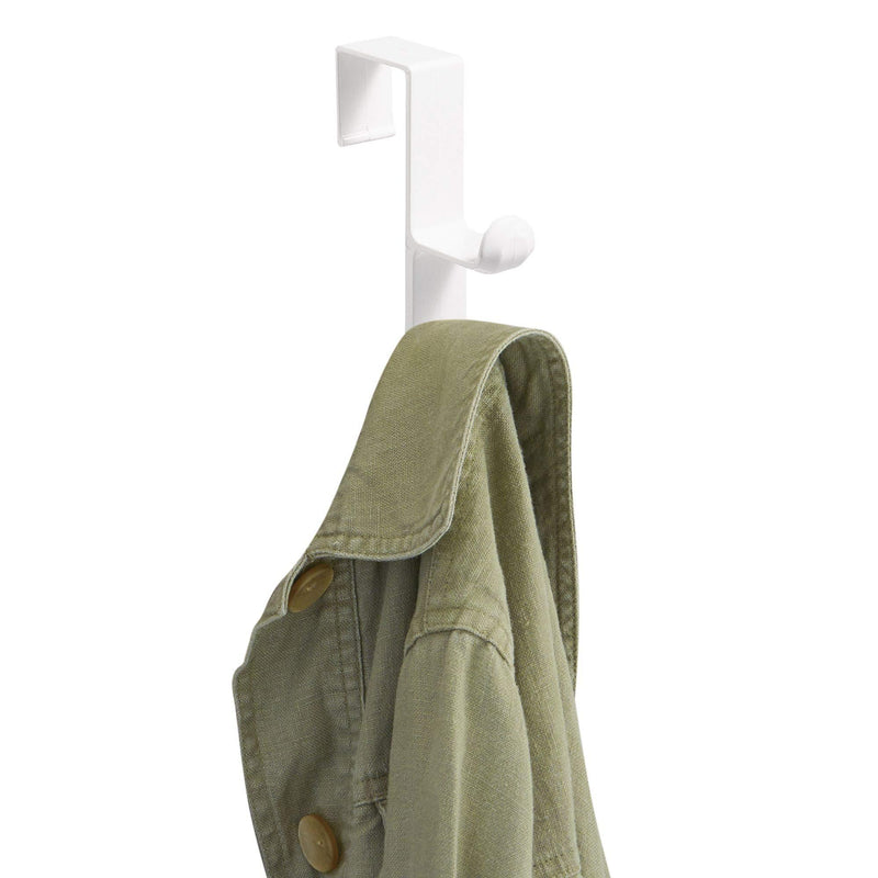 iDesign BPA-Free Plastic Over-The-Door Double Storage Hooks - 1" x 4.5" x 3", White (Pack of 3) Double Hook Set of 3