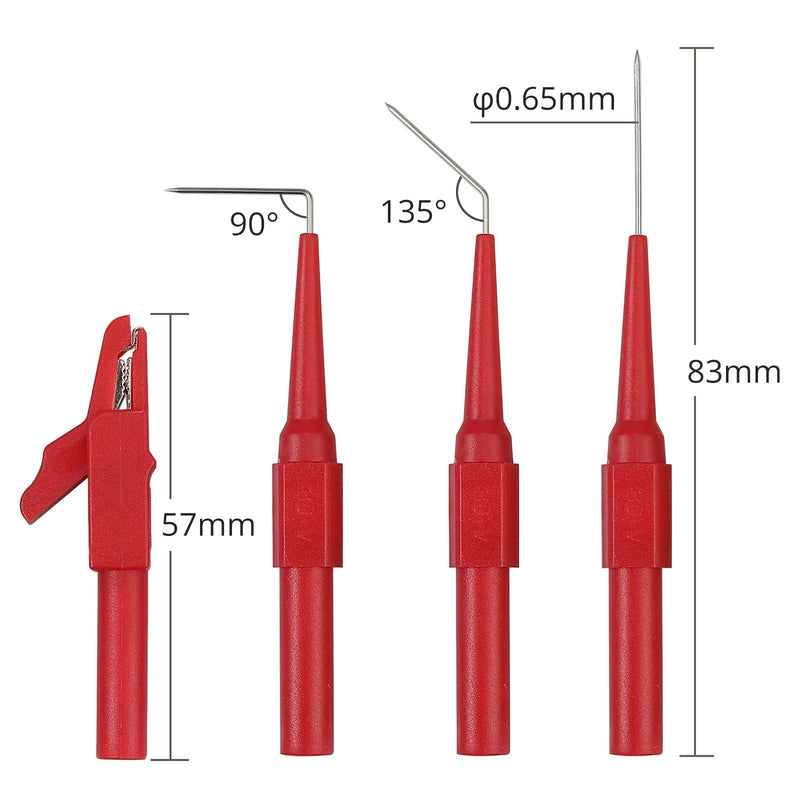 CAMWAY 25pcs Back Probe Test Lead- 15pcs Back Probe Pins & 5pcs Banana Plug to Alligator Clip 5 PCS Alligator Clips for Multimeter Diagnosis Circuit Testing