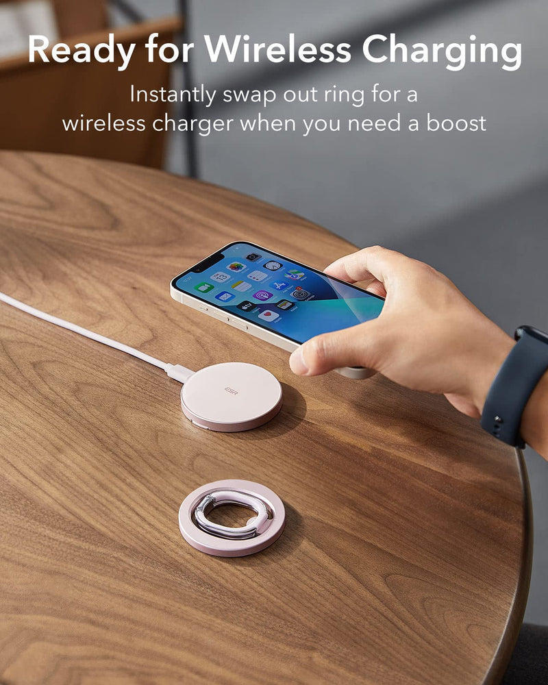 ESR HaloLock Magnetic Phone Ring Holder, Compatible with MagSafe Phone Ring Stand, Phone Grip Compatible with iPhone 14/13/12 Series, Adjustable Kickstand, Pastel Pink