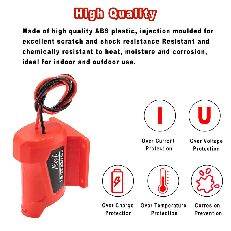 Battery Adapter for Milwaukee 12V 14 Gauge M12 Dock Power Connector Robotic