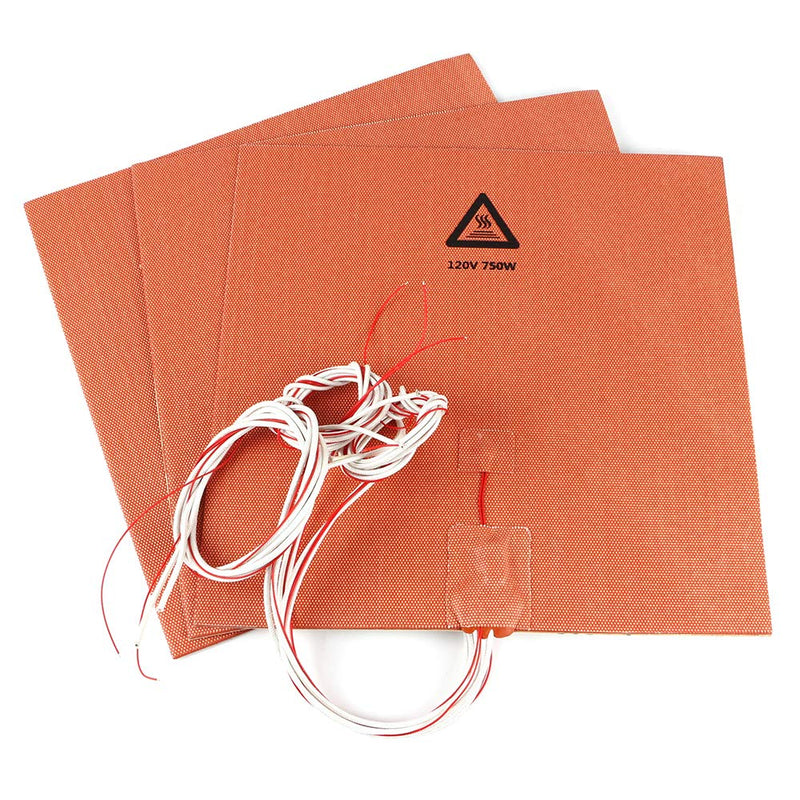 BCZAMD 300 X 300mm (Approx. 12" X 12") 120V 750W Silicone Rubber Heater Mat No Hole/Pad with NTC 100K Thermistor Adhesive for 3D Printer Parts