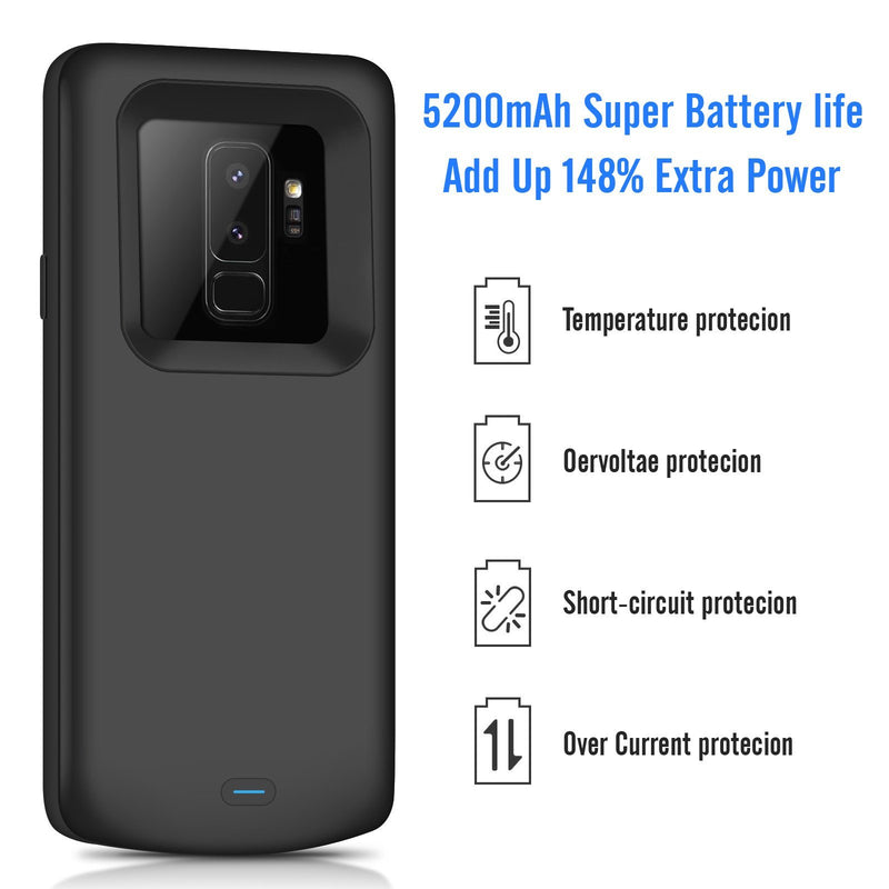 Battery case for Samsung Galaxy S9 Plus,JUBOTY Ultra-Slim High Capacity 5200mAh Extended Charging Case for Galaxy S9+ Portable Rechargeable Battery Pack Charger Case(6.2 inch)