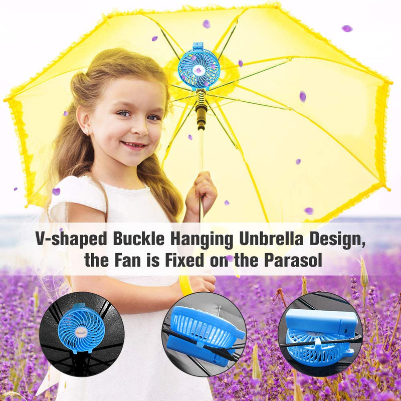 VersionTECH. Mini Handheld Fan, USB Desk Fan, Small Personal Portable Table Fan with USB Rechargeable Battery Operated Cooling Folding Electric Fan for Travel Office Room Household Blue