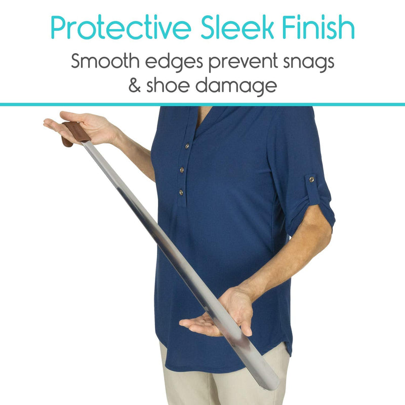 Vive Extra Long Handled Shoe Horn (31.5 Inches) - Metal Shoehorn for Men and Women - Large Standing Reach Assist - Long-Handled Dressing Aid for Seniors - Extended XL Stainless Steel Tool for Boots 1