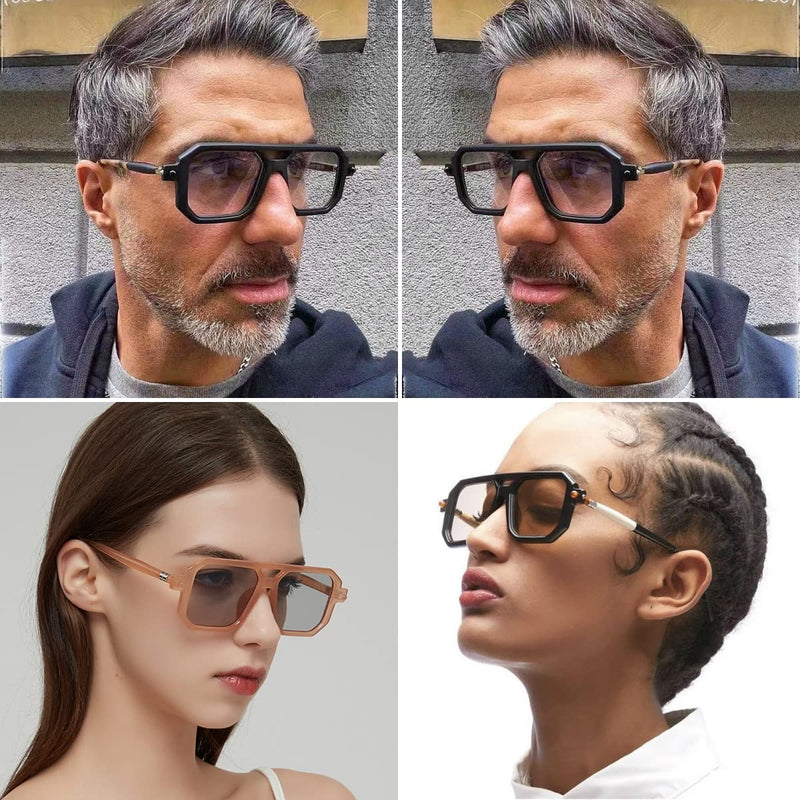 JOVAKIT Fashion Square Blue Light Glasses for Men Women Square Aviator Glasses Style Computer Eyeglasses Anti Eyestrain Two Pack: (Tortoise+black&white) 52 Millimeters