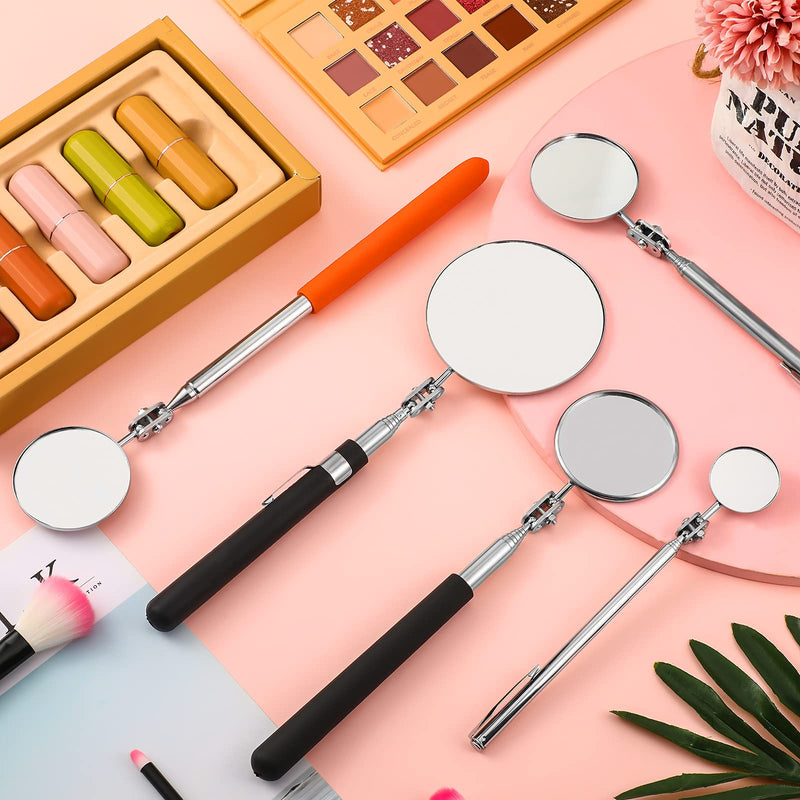 5 Pieces Telescoping Inspection Mirror Round Mirror Stainless Steel Inspection Tool with Long Handle for Check The Condition of The Vehicle, Observe The Eyelashes, Mouth Small Parts (Classic Style) Classic Style