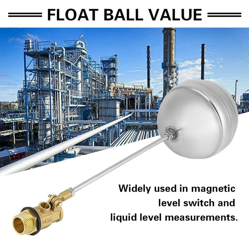 DN15 G1/2 Brass Male Thread Water Sensor Stainless Steel Float Ball Value GS06474 for Magnetic Level Switch Automatic Water Level Control