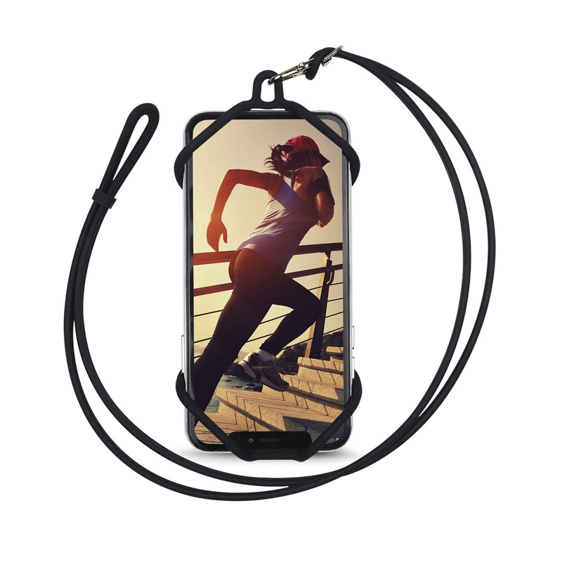 Gear Beast Universal Cell Phone Lanyard - Silicone Neck Phone Holder and Ring Grip - Compatible with Most Smartphones, Black
