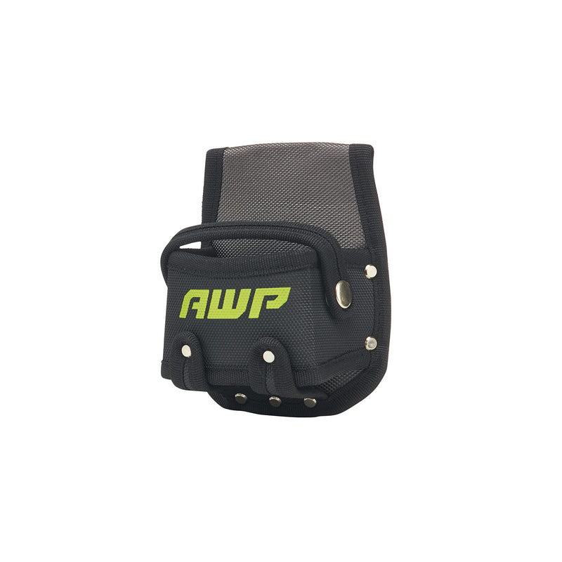 AWP Tape Measure Pouch | Heavy-Duty Polyester Tape Measure Holder with Steel Belt Clip, Black, 6" H x 3" D x 4.5" W