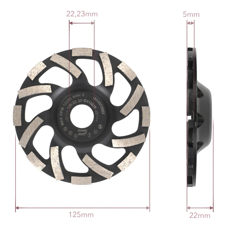 PRODIAMANT diamond cup wheel 125 mm x 22.2 mm Turbo ST91 diamond grinding wheel asphalt screed professional quality 125 / 22.23 mm