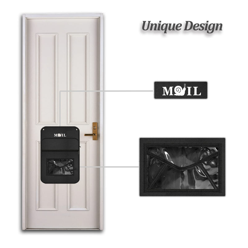 Mail Slot Catcher for Door, Mail Holder Indoor, Black Post Organizer Bag for Letterbox, Space Saving, No Tools and Screws Needed, Suitable for Home, Office, and Garage, Mother's Day Gift