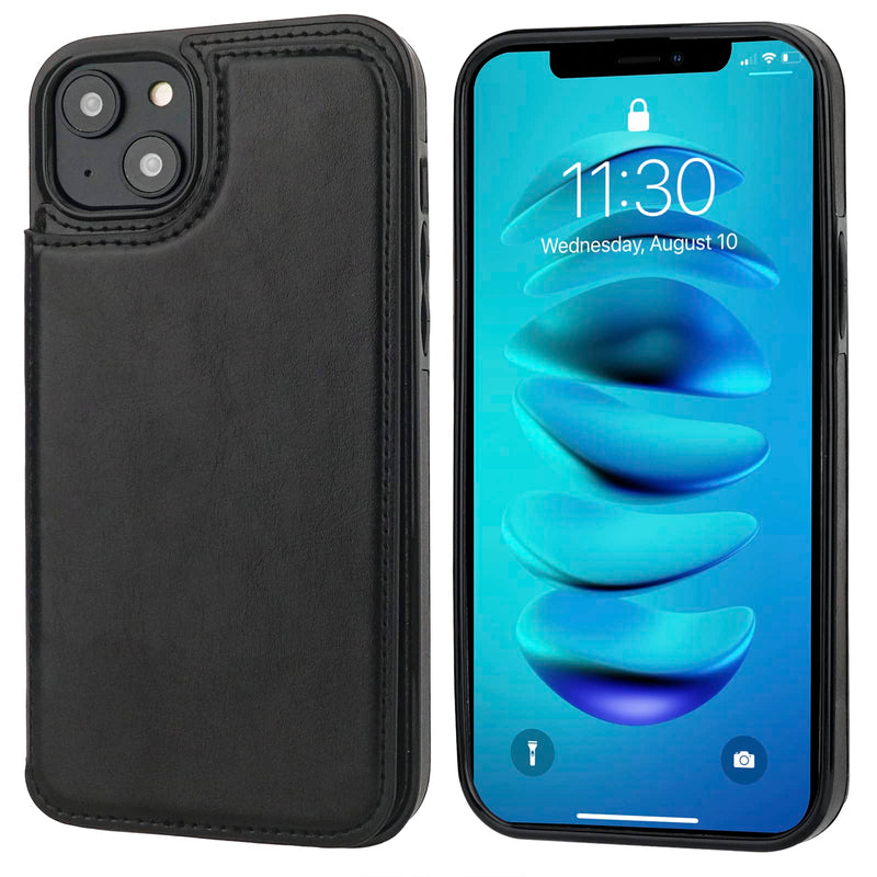 ONETOP Compatible with iPhone 14 Plus Wallet Case with Card Holder, PU Leather Kickstand Card Slots Case, Double Magnetic Clasp and Durable Shockproof Cover 6.7 Inch (Black) Black