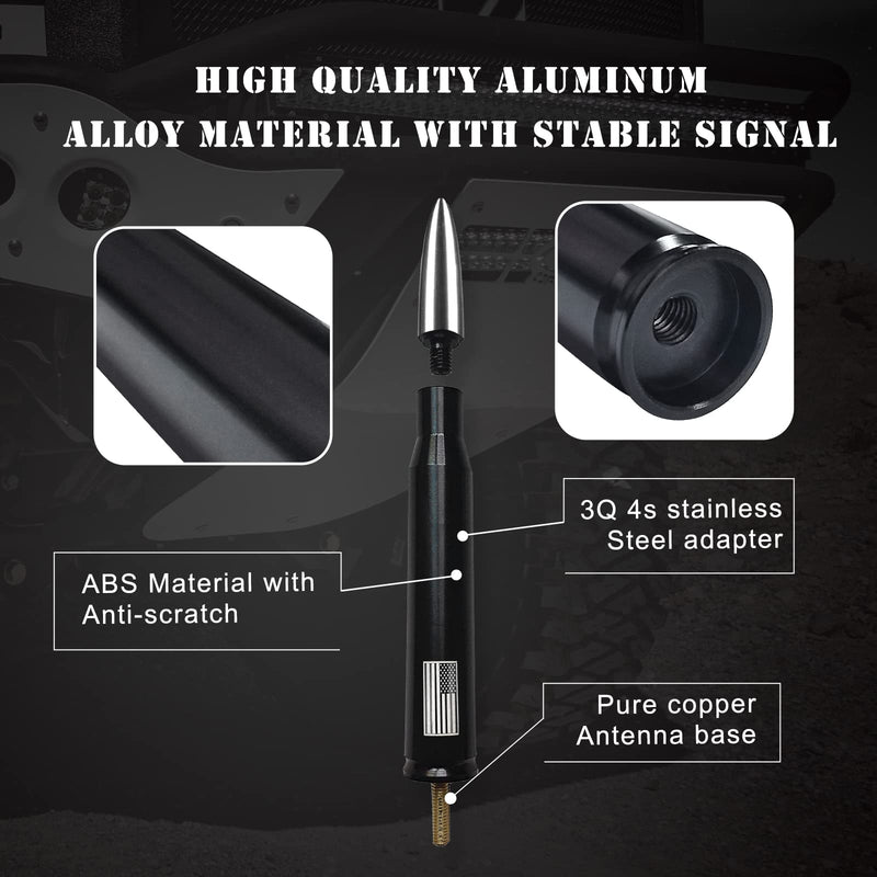 Ajxn 1 PC Car Truck Bullet Antenna, Automobile Antenna Mast, Suitable for GM Chevy Silverado 1500 3500 HD Avalanche GMC Sierra 1500 3500 Denali Heavy Duty Pickup Trucks Accessories (Silver) Silver