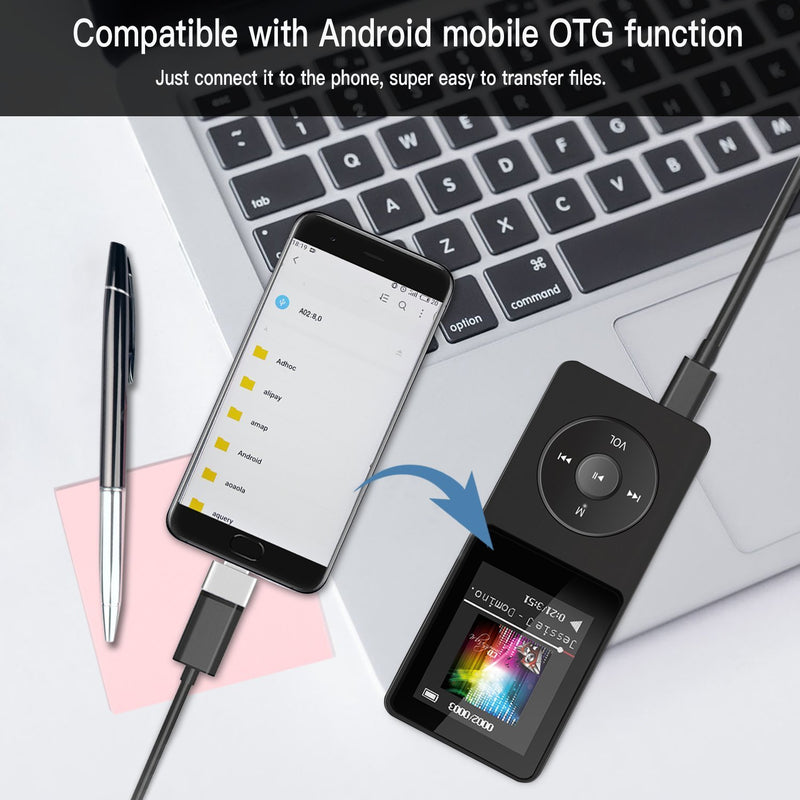 AGPTEK A02S 16GB MP3 Player with FM Radio, Voice Recorder, 70 Hours Playback and Expandable Up to 128GB, Black