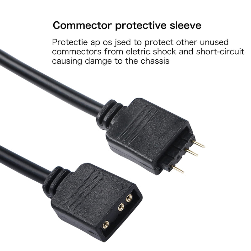 YACSEJAO ARGB Splitter Cable 5V 3Pin Addressable RGB 1 to 4 Splitter Cable with Male Pins for Computer Chassis, CPU Cooler and 5V ARGB Fan