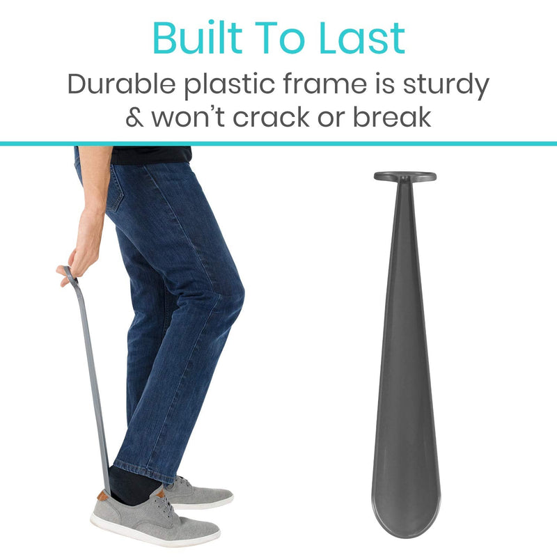 Vive Shoe Horn - 24" Long Handled, Extended Reach ShoeHorn for Women, Men, Kids, Seniors, Elderly, Handicap, Disabled - Plastic Boot Horn - Extra Large Tall Handle Dressing Aid Giant Helper Tool