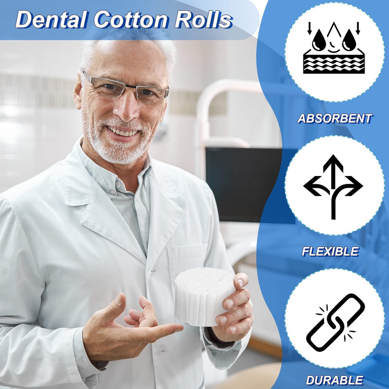 200 Counts Dental Gauze Rolls, Cottons Pads for Dentists Flexible Dental Cotton Rolls Good Absorbent Cotton Nose Plugs Dental Cotton Swabs for Kids, Adults Nosebleed, Mouth Gauze Accessories, 1.5 Inch