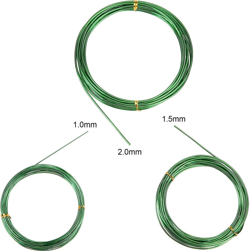 Zhanmai 9 Rolls Bonsai Wires Anodized Aluminum Bonsai Training Wire with 3 Sizes (1.0 mm, 1.5 mm, 2.0 mm), Total 147 Feet (Black, Brown, Green) black, brown, green