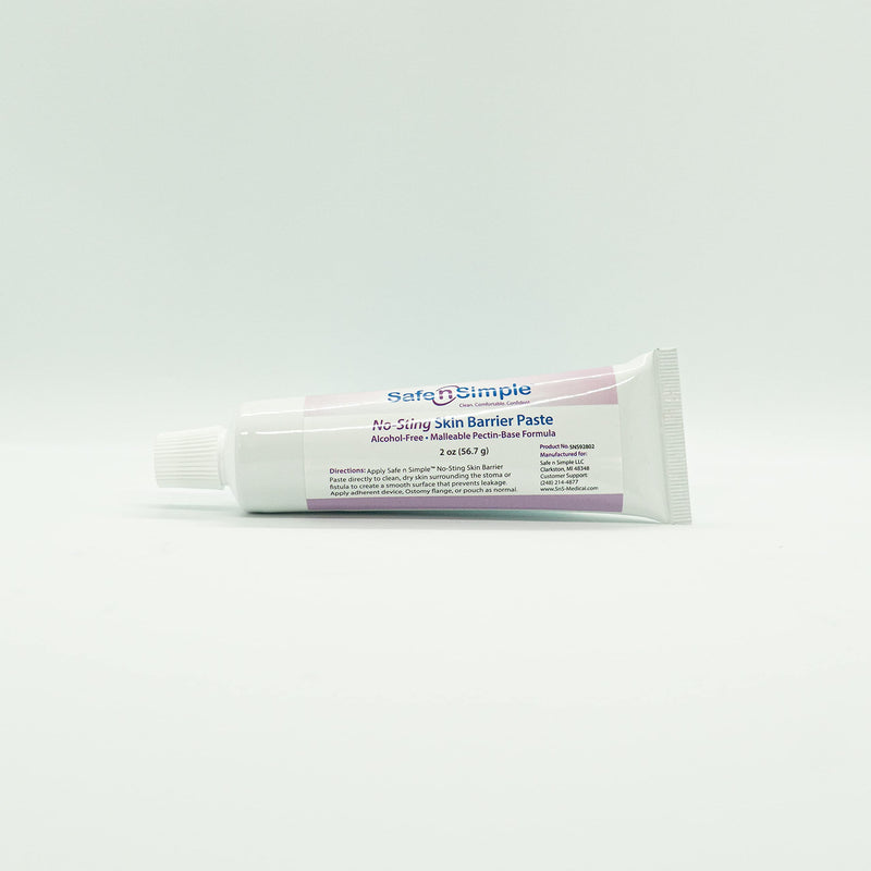 Safe n' Simple Alcohol-Free Skin Barrier Ostomy Paste Malleable Pectin Based Formula, Sting-Free Ostomy Paste 2 oz Tube,Plain