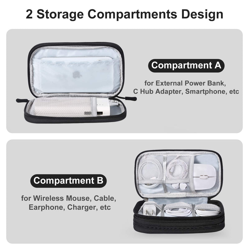 Tech Organizer Travel Case, Bevegekos Small Carrying Tech Kit for Electronics and Accessories, Waterproof (Small, Black)