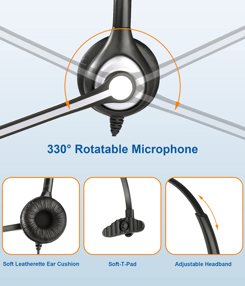 Phone Headset for Cell Phone with Microphone Noise Cancelling, 3.5mm Computer Headphones for iPhone Samsung PC Mac, Laptop Headset for Office Home School Classroom Call Center Skype Zoom Black