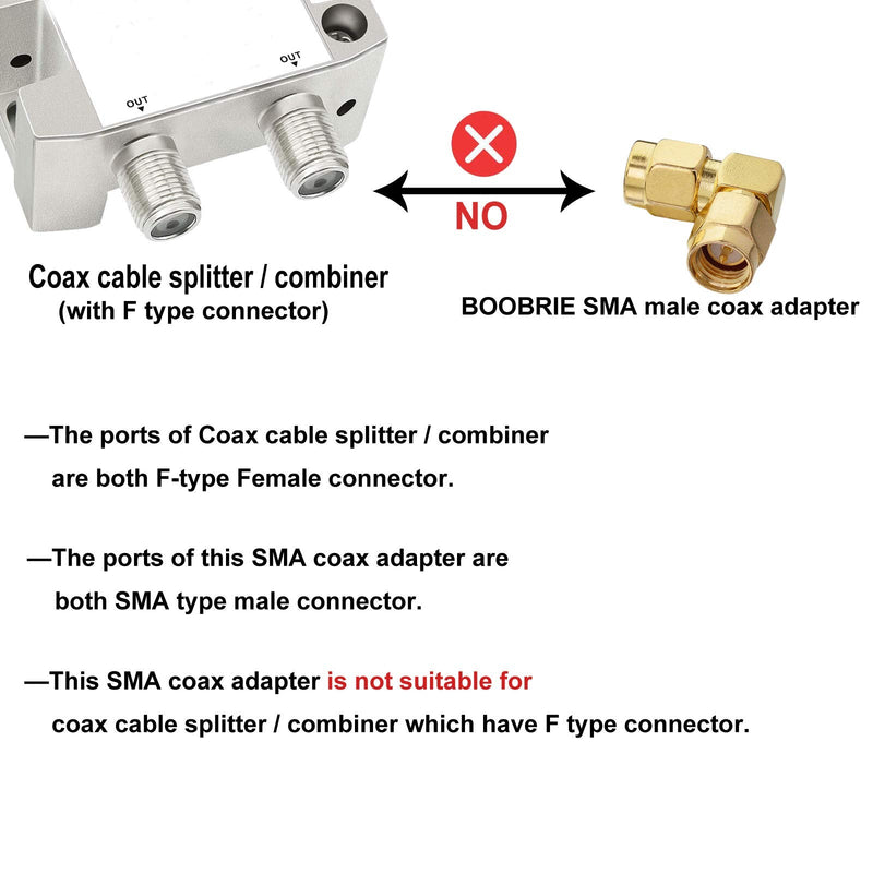 BOOBRIE SMA Coax Adapter SMA 90 Degree Connector SMA Male to SMA Male Right Angle Adapter Gold-Plated SMA Cable Adapter SMA Male Plug (Pin) Connector for WIFI / Two-way Radio / FPV Drone etc Pack of 2