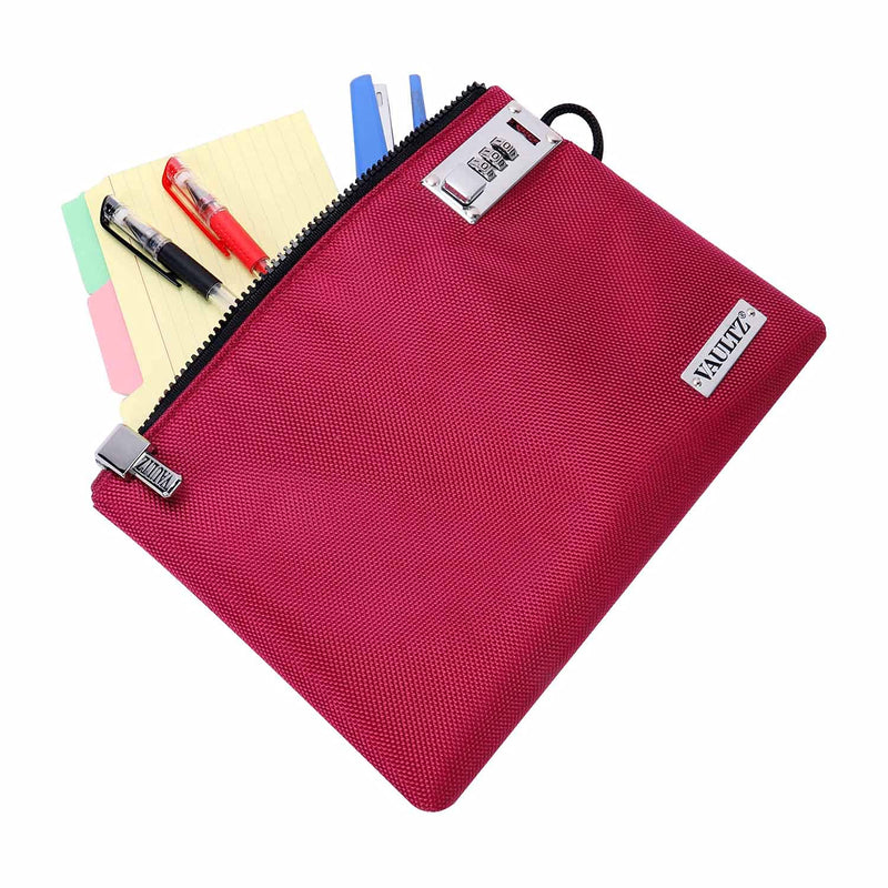 Vaultz Locking Accessories Pouch, 7x10 Inches, Berry (VZ03989)