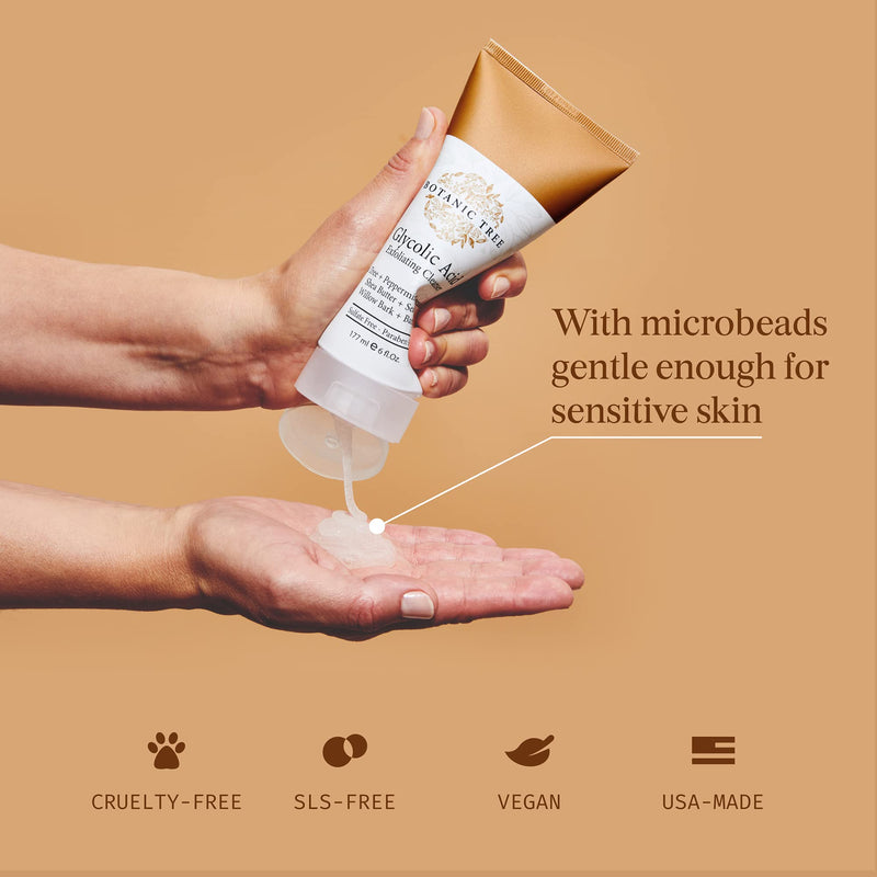 Botanic Tree Glycolic Acid Face Wash - Exfoliating Face Wash with 10% Glycolic Acid, AHA and Salicylic Acid for Acne, Anti Aging, and Wrinkle Reduction, 6 fl. oz. 6 Fl Oz (Pack of 1)