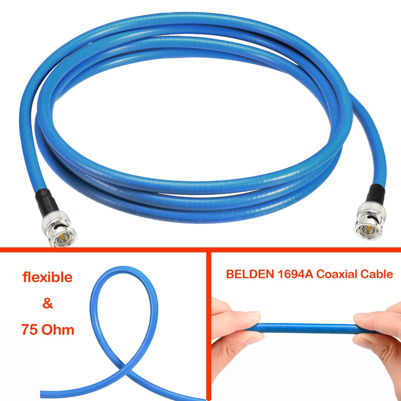 SUPERBAT BNC Cable SDI Cable 6ft, 3G/6G/12G (Belden 1694A) 75 Ohm Mini BNC Male Cable Supports HD-SDI/3G-SDI /4K/8K，SDI Video Cable Precision Video Cable(1Pcs)