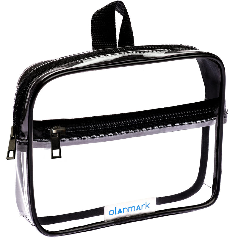 TSA Approved Toiletry Bag 3-1-1 Clear Travel Cosmetic Bag with Handle - Quart Size Bag with Zipper - Carry-on Luggage Clear Toiletry Bag for Liquids - Airport Airline TSA Compliant Bag for Man Women Black