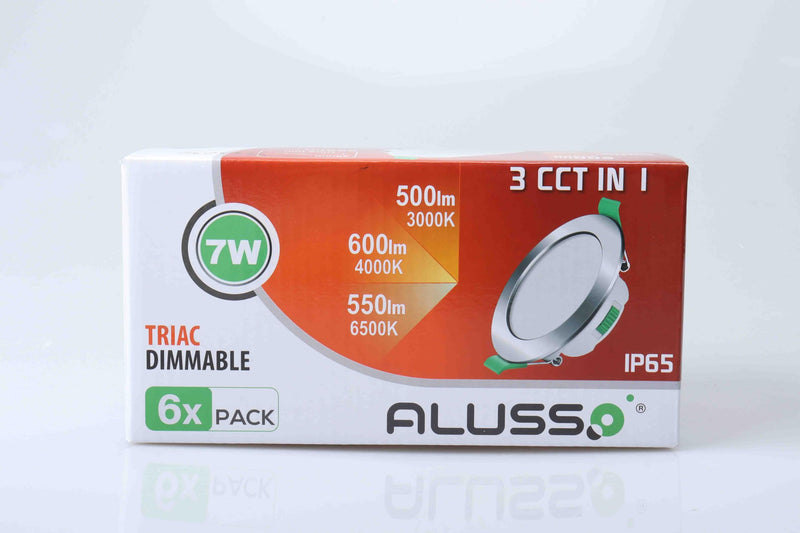 ALUSSO LED recessed spotlights 230V dimmable flat LED spots 7W IP65 ceiling spots 68mm warm white neutral white cold white recessed lights for bathroom kitchen living room, white, set of 6 round white