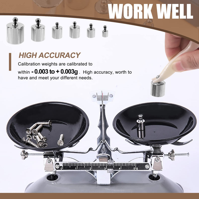 Wokape 7Pcs 5 Sizes 5g 10g 20g 50g 100g Precision Steel Scale Calibration Weight Kit Test Weights Kits with Tweezers for Jewellery Scale and Digital Balance Scale Laboratory 200g Assortment Kit