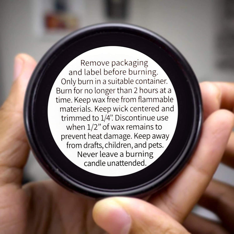 Candle Warning Stickers, 1.5" Round Label, 300 Labels, Black and White Text, Sticker Decal for Candle Jars, Tins and Votives