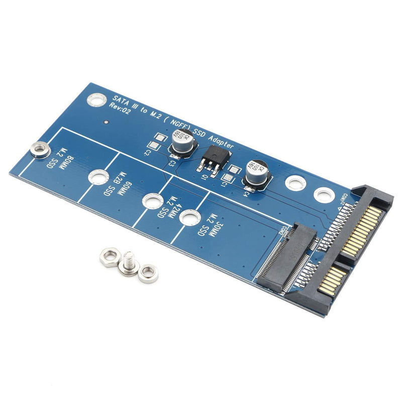 JIUWU M.2 (NGFF) SSD to AD905A SATA III 3 Adapter with 5 Pin Connector Hard Disk Drive Converter Card â€¦ Blue