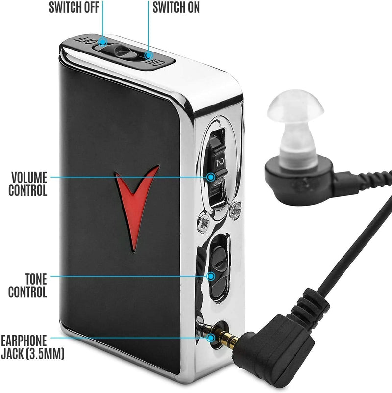 Personal Sound Amplifiers - (2 Pack) Personal Audio Amplifier Device and Voice Enhancer Device for Sound Gain of 50dB, Up to 100 Feet Away, Pocket Hearing Devices