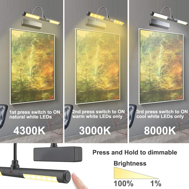 LUXSWAY Picture Light Battery Powered, Wireless Painting Light with Remote, 3 Modes Brightness Art Display Light, 8.9 Inch Rotatable Light Head and Timer Off for Painting Poster Portrait -Small Black