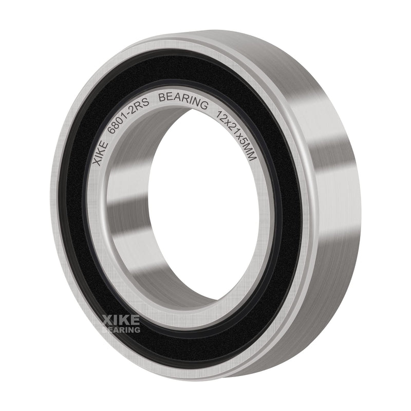 XIKE 10 Pcs 6801-2RS Bearings 12x21x5mm, Double Rubber Seals and Pre-Lubricated, Deep Groove Ball Bearing. 6801-2RS 12x21x5mm
