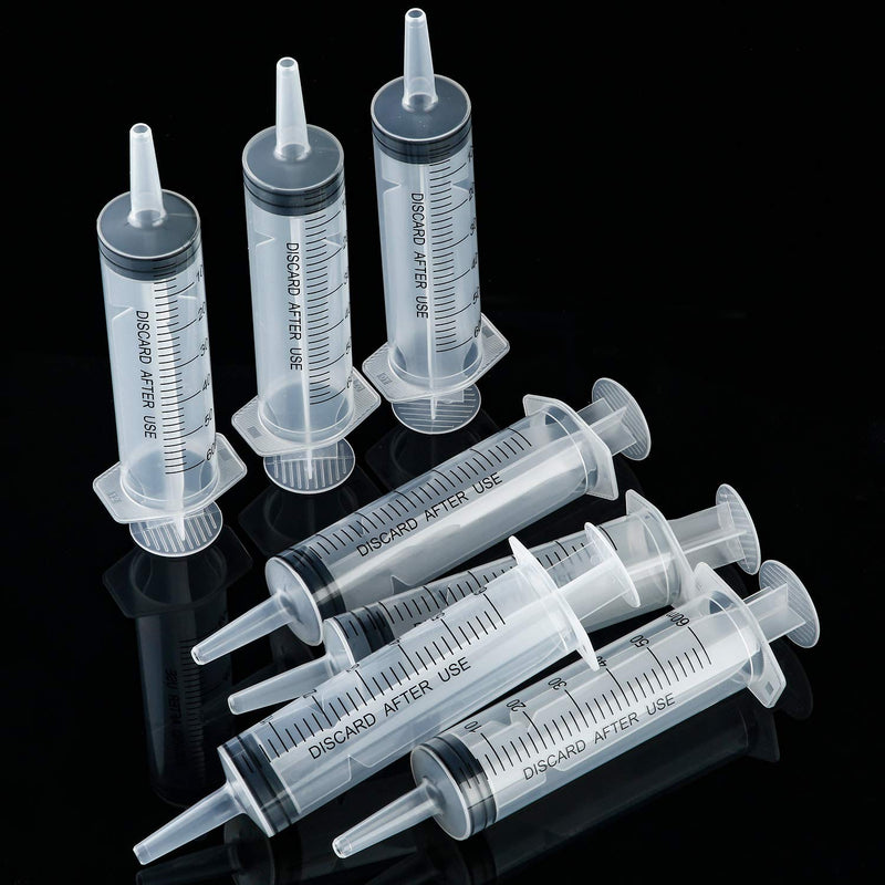 10 Pack Plastic Syringe Liquid Measuring Syringes Without Needle for Epoxy Resin, Craft, Scientific Labs, Feeding Pets Animals, Oil or Glue Applicator (60 ML) 60 ML