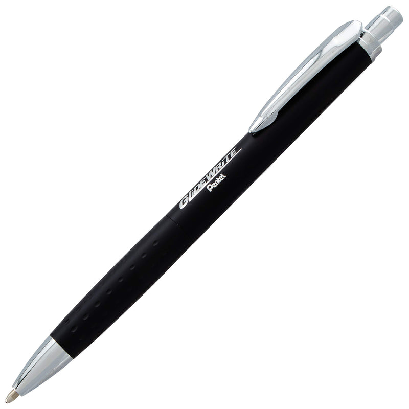 Pentel GlideWrite Executive Ballpoint Pen, (1.0mm) Medium line, Black Metal Barrel, Black Ink (BX970ABP) Black Barrel 1 Pack