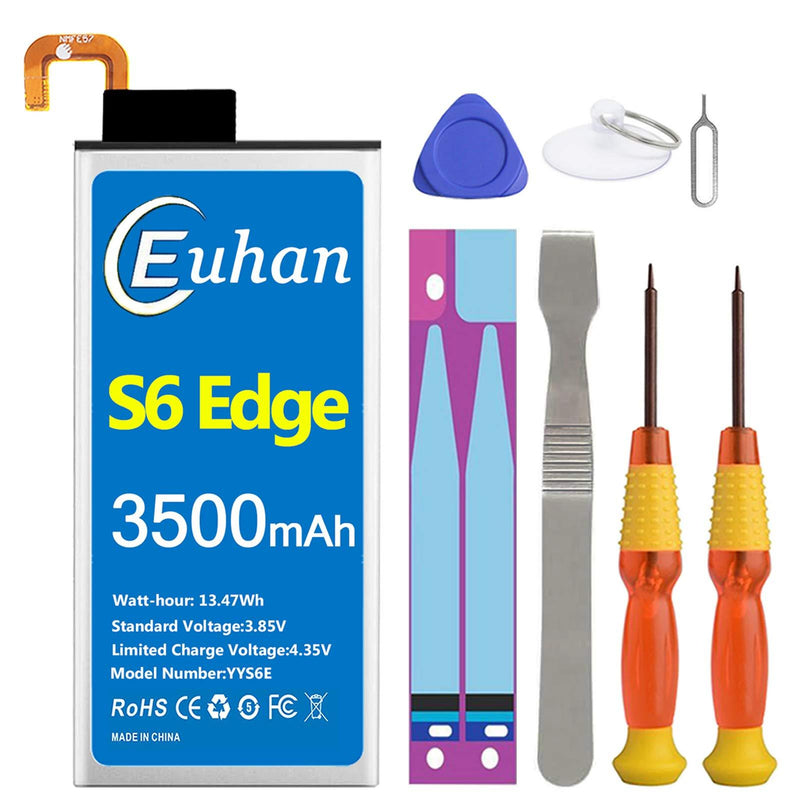 Galaxy S6 Edge Battery, [Upgraded] Euhan 3500mAh Li-Polymer EB-BG925ABE Replacement Battery for Samsung Galaxy S6 Edge SM-G925 G925V G925T G925A G925P G925F with Repair Tools Kit [24 Month Service]