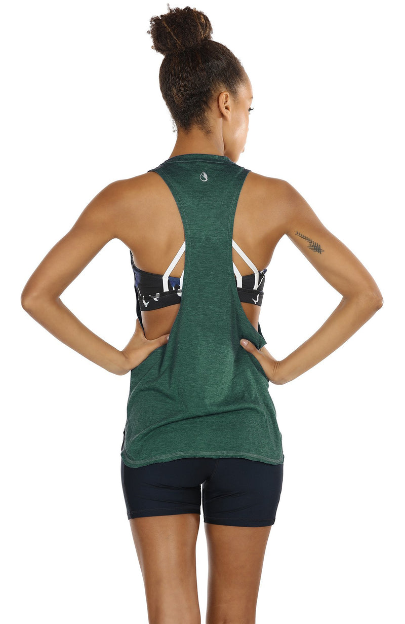 icyzone Workout Tank Tops for Women - Running Muscle Tank Sport Exercise Gym Yoga Tops Athletic Shirts(Pack of 3) Army/Charcoal/Pink X-Small